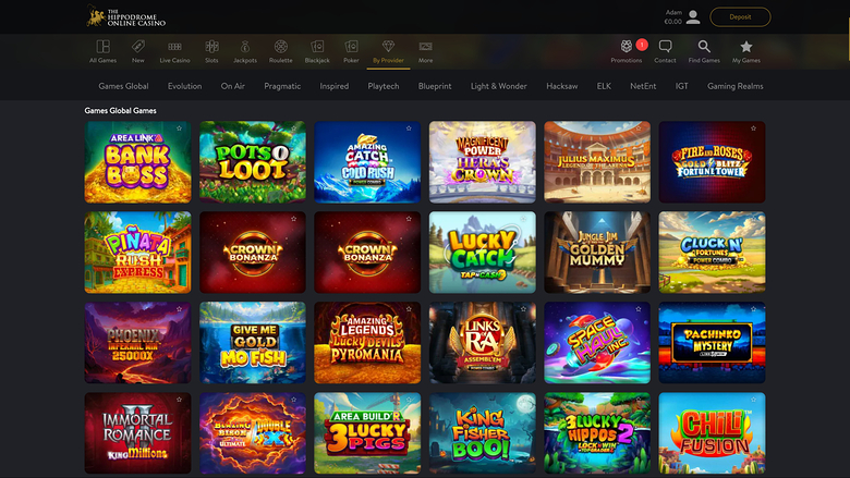Hippodrome Casino — Games by studio