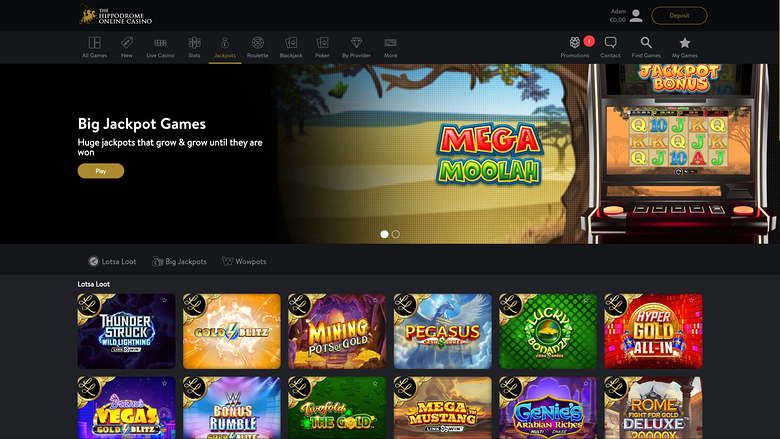 Hippodrome Casino — Jackpot games