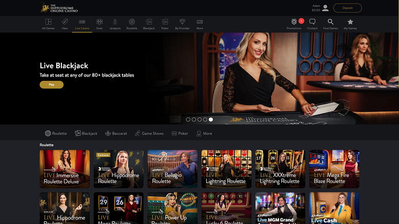 Hippodrome Casino — Live dealer lobby