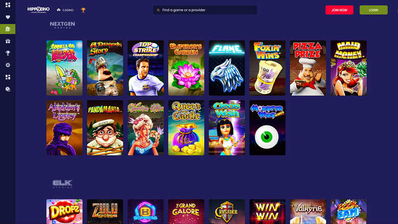 Hippozino Casino — Games by studio