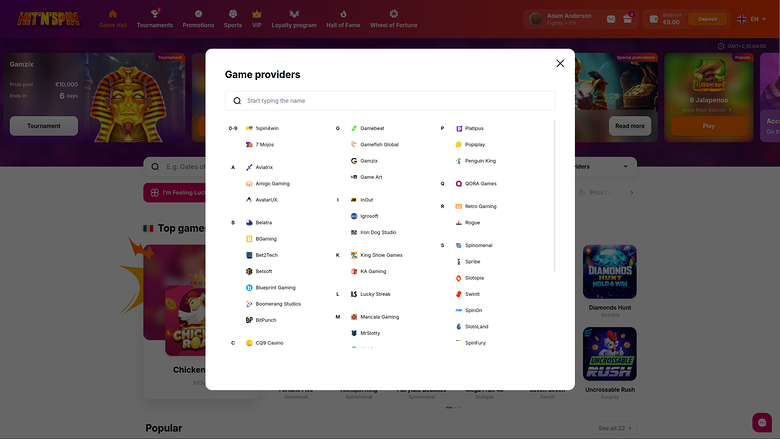 HitnSpin Casino — Games by studio