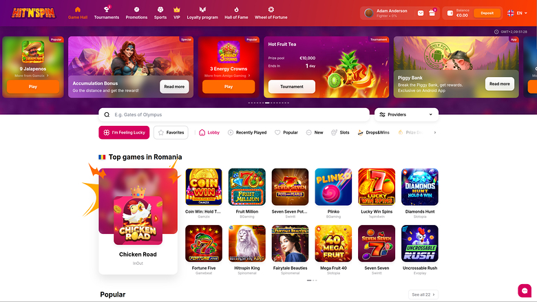 HitnSpin Casino — Homepage