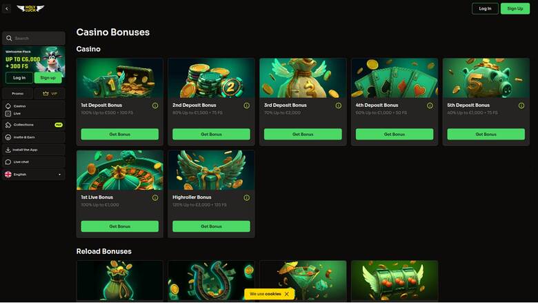 HolyLuck Casino — Promotions page