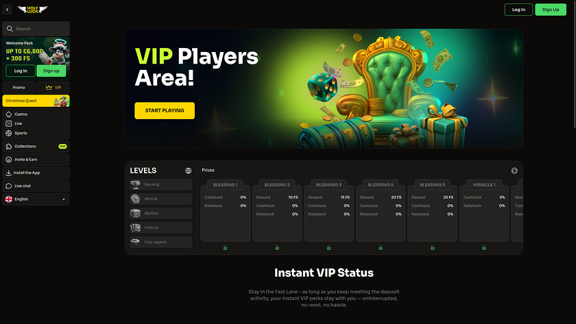 HolyLuck Casino — VIP section