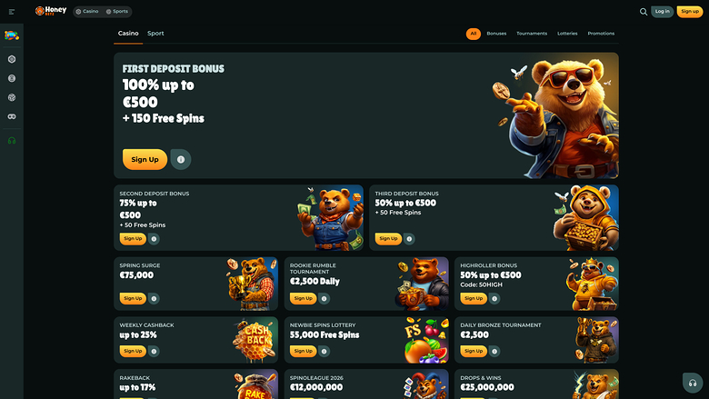 HoneyBetz Casino — Promotions page