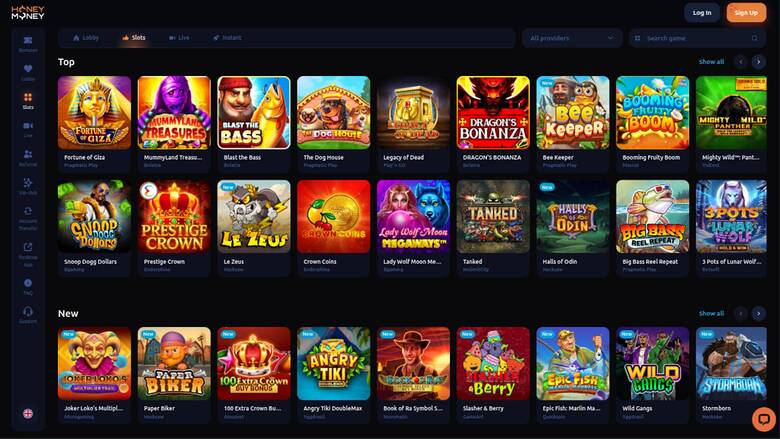 HoneyMoney Casino — Games lobby