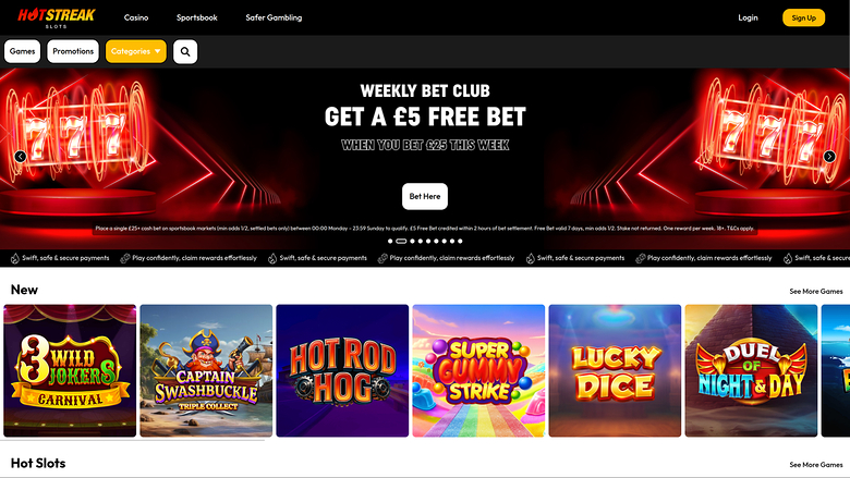 Hot Streak Casino — Homepage