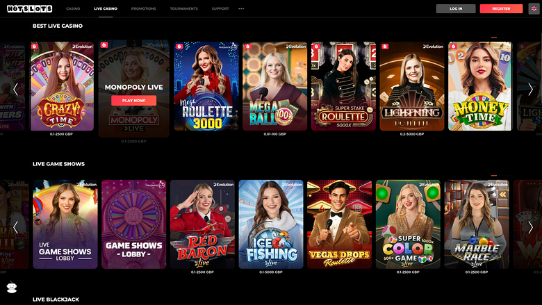 HotSlots Casino — Live dealer lobby