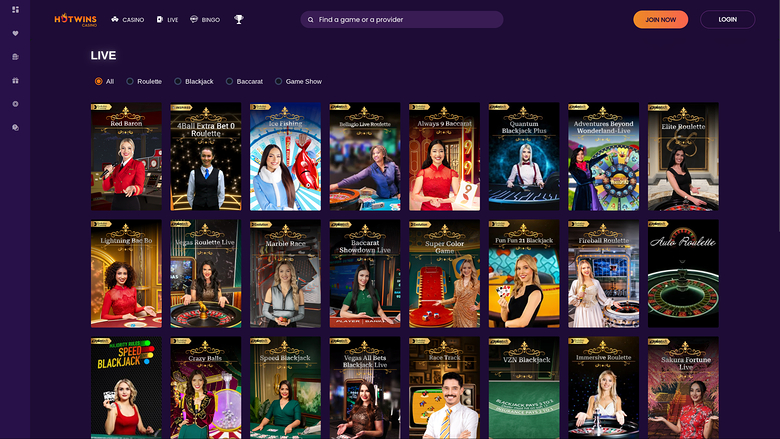 Hotwins Casino — Live dealer lobby