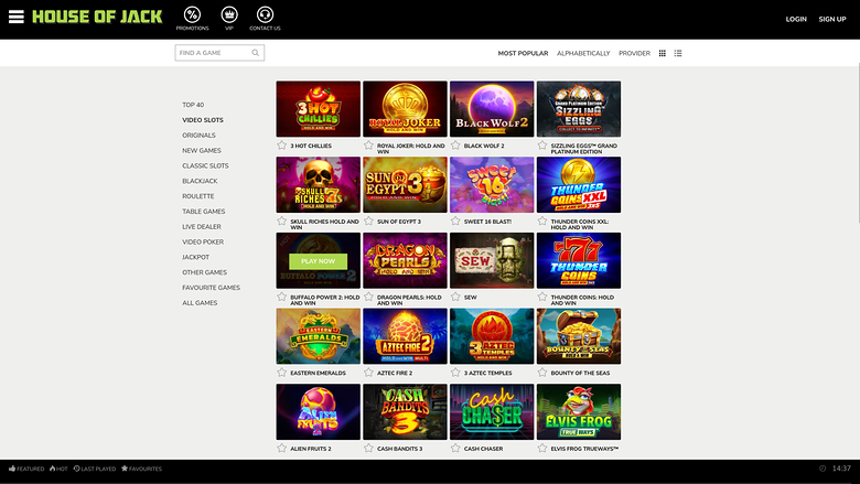 House of Jack Casino — Games lobby