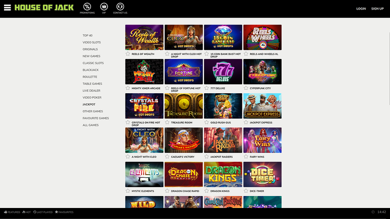 House of Jack Casino — Jackpot games