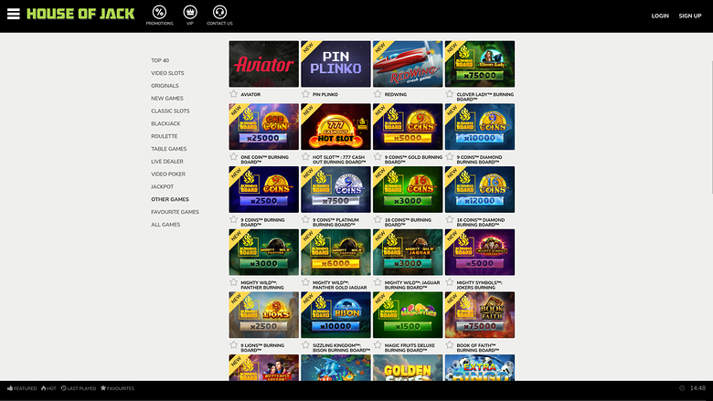 House of Jack Casino — Games lobby