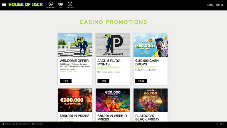House of Jack Casino — Promotions page