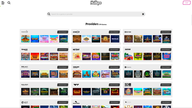 Huikee Casino — Games by studio