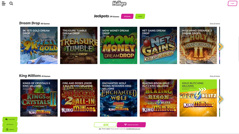 Huikee Casino — Jackpot games