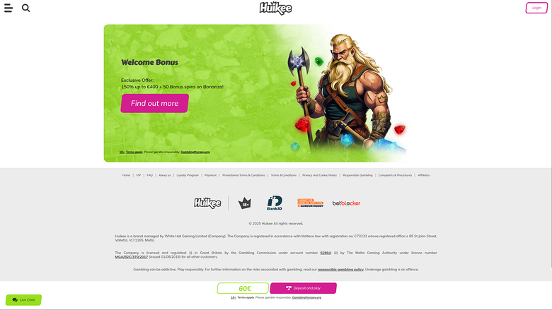 Huikee Casino — Promotions page