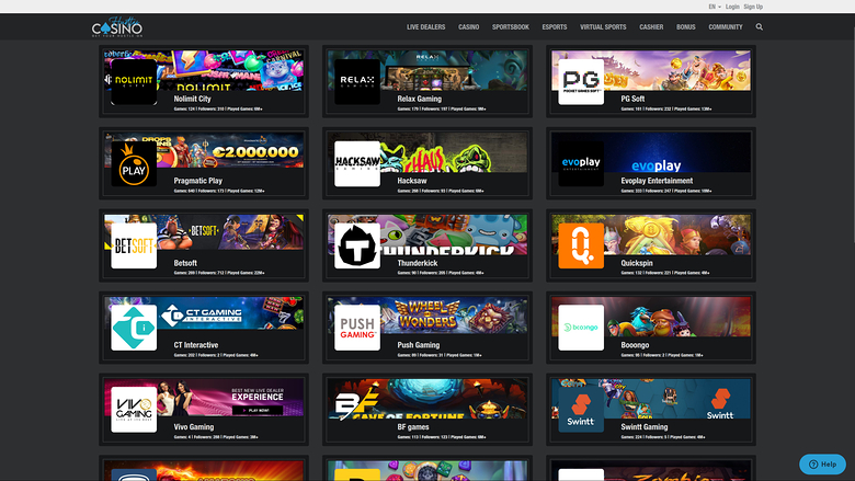 Hustles Casino — Games by studio