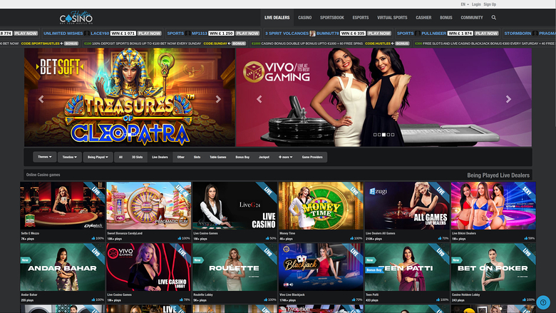 Hustles Casino — Live dealer lobby