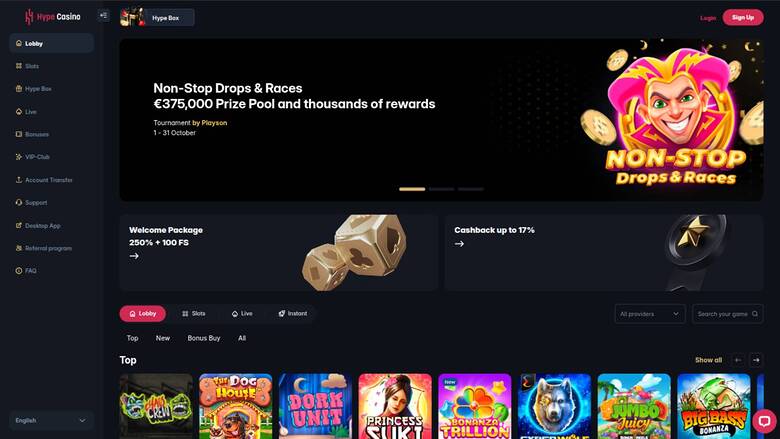 Hype Casino — Homepage
