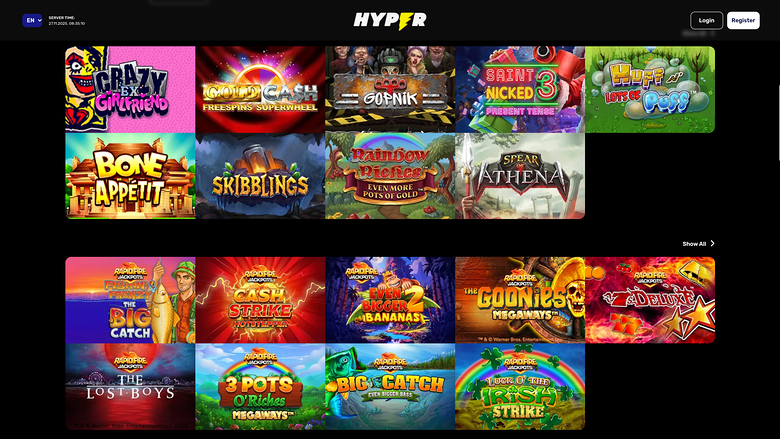 Hyper Casino — Games lobby