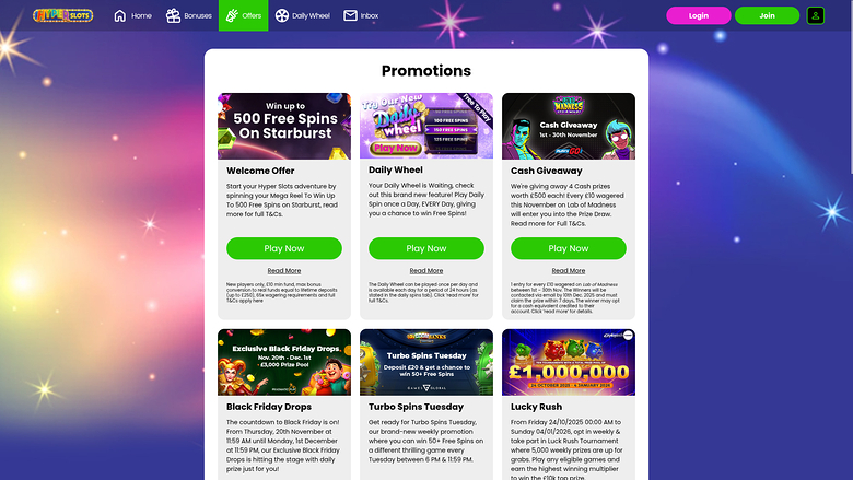 Hyper Slots — Promotions page