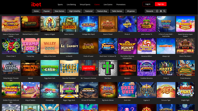 iBet Casino — Games lobby