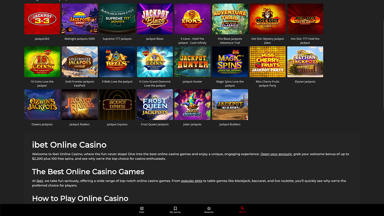 iBet Casino — Jackpot games