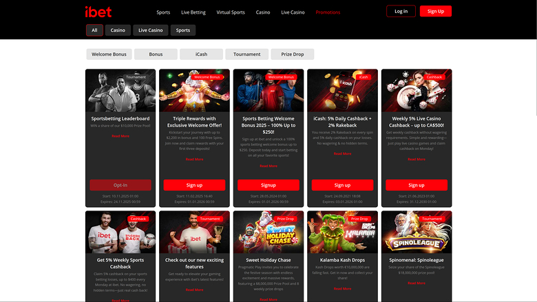 iBet Casino — Promotions page
