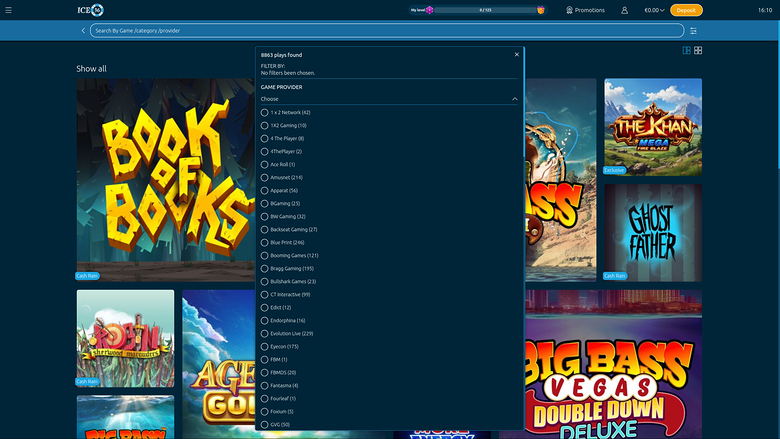 ICE36 Casino — Games by studio
