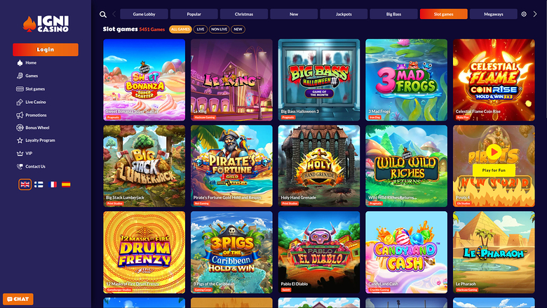 Igni Casino — Games lobby