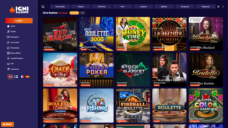 Igni Casino — Live dealer lobby