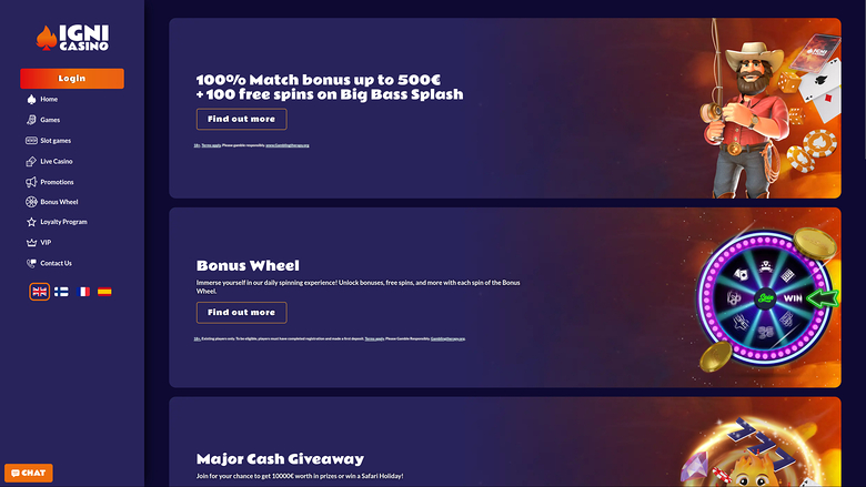 Igni Casino — Promotions page
