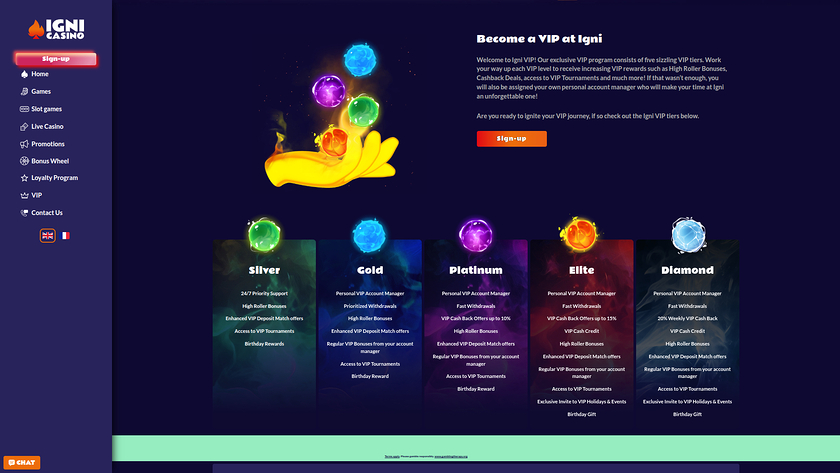 Igni Casino — VIP section