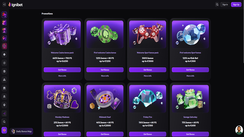 Ignibet Casino — Promotions page