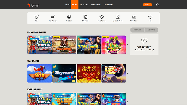Ignition Casino — Games lobby