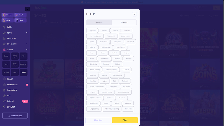 IgoBet Casino — Games by studio