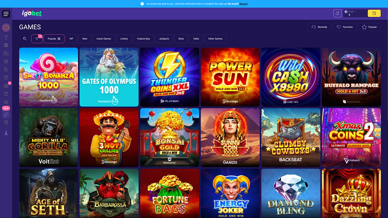 IgoBet Casino — Games lobby