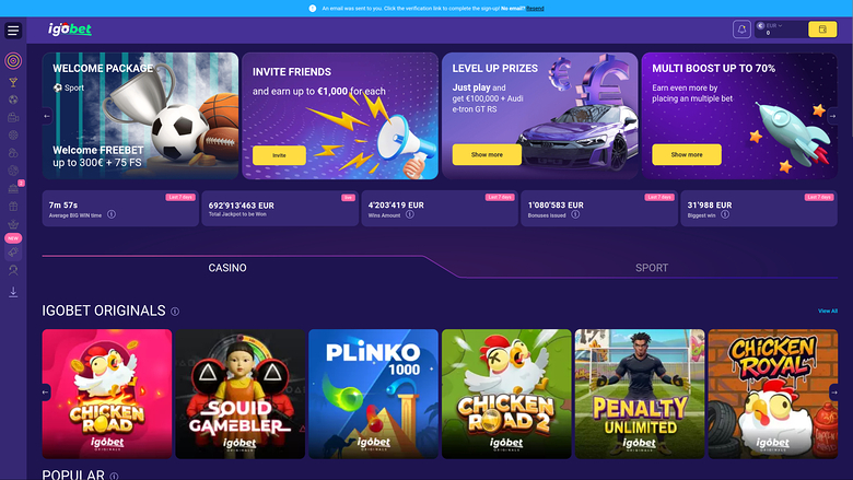 IgoBet Casino — Homepage