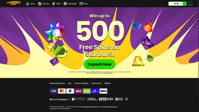 Incredible Spins Casino — Homepage