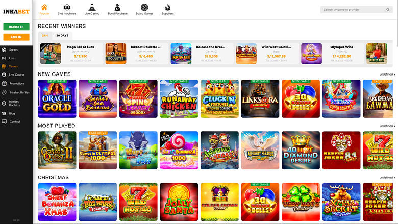 Inkabet Casino — Games lobby