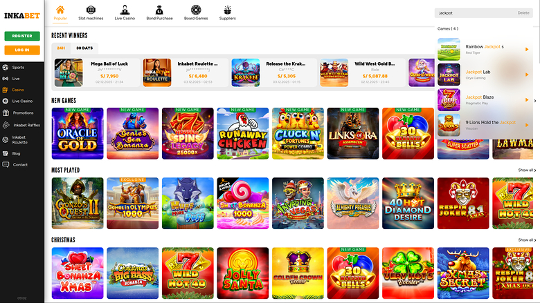 Inkabet Casino — Jackpot games