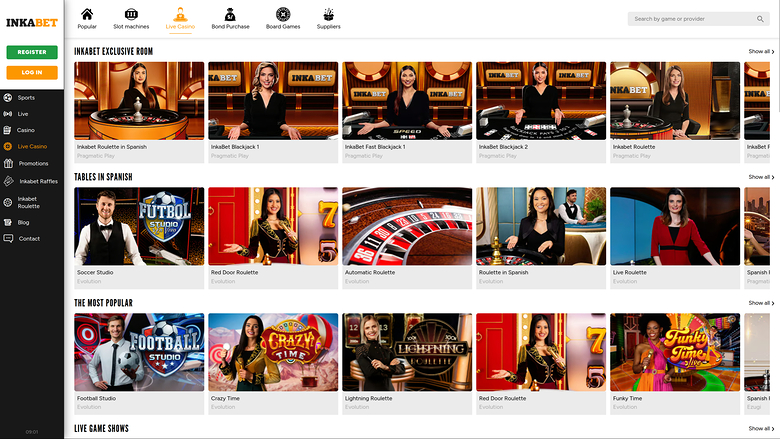 Inkabet Casino — Live dealer lobby