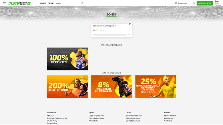 InstaBET — Promotions page