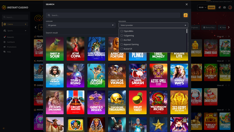Instant Casino — Games by studio