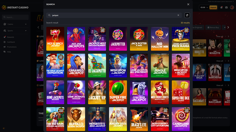Instant Casino — Jackpot games
