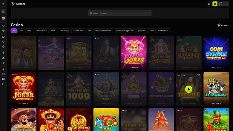 Instasino Casino — Games lobby
