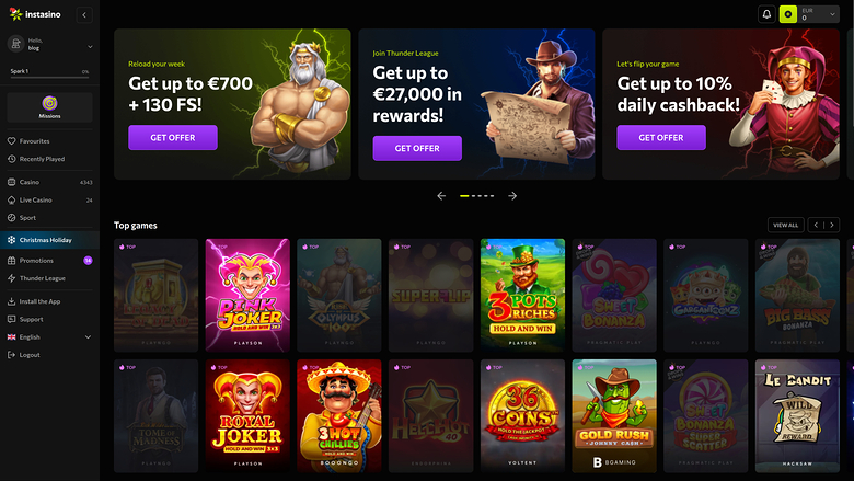 Instasino Casino — Homepage