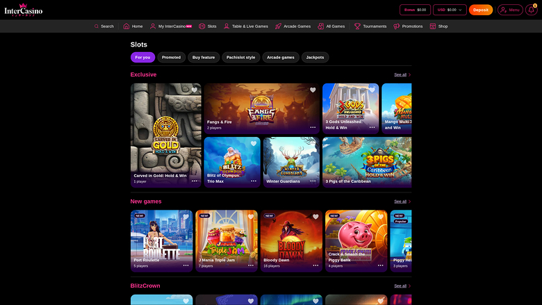 InterCasino — Games lobby