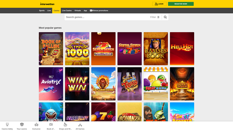 Interwetten Casino — Games lobby