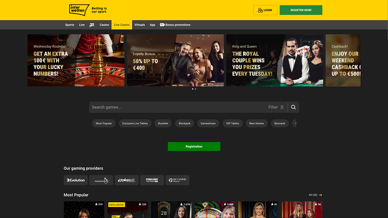 Interwetten Casino — Live dealer lobby